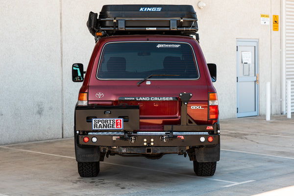 Land Cruiser 80 series 1990-1998  (GXL Model) 022-02 Rear Wheel Carrier Double Jerry Can Holder Package - SKU MCC-01006-202SPK3