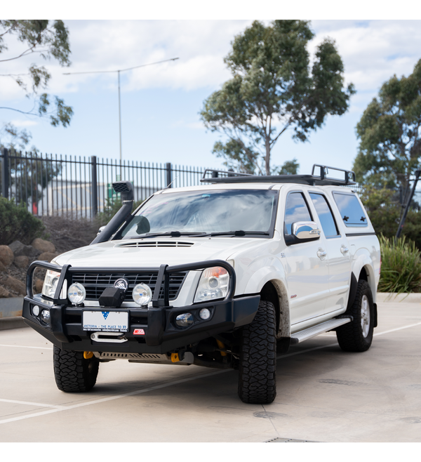 Dmax 2007-2011/ Holden RA7 -  707-02 Falcon Bull Bar Black A-Frame Package (LED Foglight) - SKU MCC-07002-702FOGUP