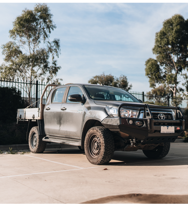 Hilux 2016-2020 707-02 Falcon Bull Bar Black A-Frame Package (LED Foglight) - SKU MCC-01017-702FOGUP