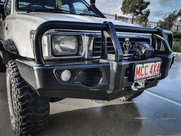 Toyota Hilux 1988-1997 LN105/LN106 (Live) - 707-02 Falcon Bull Bar Black A-Frame Package (No Foglight) - SKU MCC-01000-702