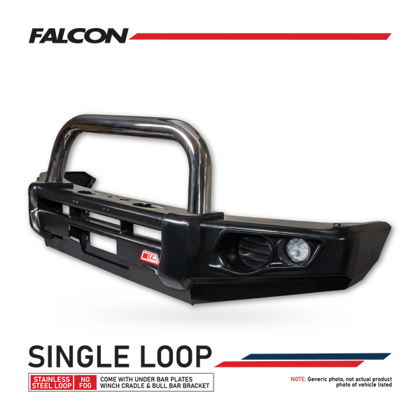 Toyota Surf/4Runner LN185/KZN185 (IFS) 1996-2002 - 707-01 Falcon Bull Bar Single Stainless Loop Package (No Foglight) - SKU MCC-01016-185701SSL