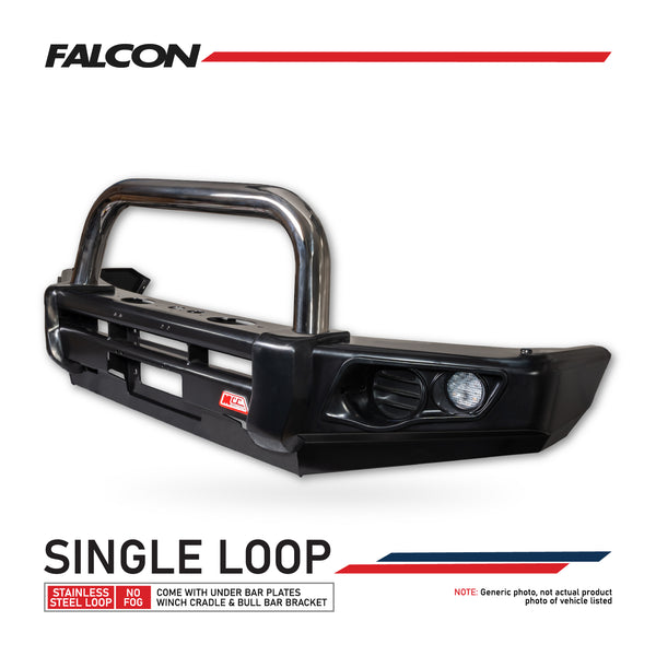 Land Cruiser 70 series UTE 2016-Current  707-01 Falcon Bull Bar Single Stainless Loop Package (No Foglight) - SKU MCC-01005-701SSLSC