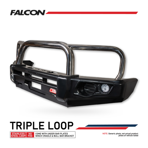 Fortuner 21-On (6/20) 707-01 Falcon Bull Bar Triple Stainless Loops Package (No Foglight) - SKU MCC-01022-701UP