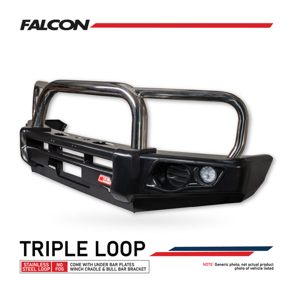 Hilux 2016-2020 Narrow 707-01 Falcon Bull Bar Triple Stainless Loops Package (No Foglight) - SKU MCC-01017-701NUP