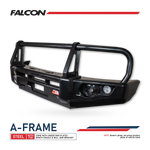 Discovery 1 & 2 1989-2004 707-02 Falcon Bull Bar Black A-Frame Package (LED Foglight) - SKU MCC-09001-702FOGUP