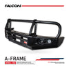 Hilux 2016-2020 Narrow 707-02 Falcon Bull Bar Black A-Frame Package (LED Foglight) - SKU MCC-01017-702NFOGUP