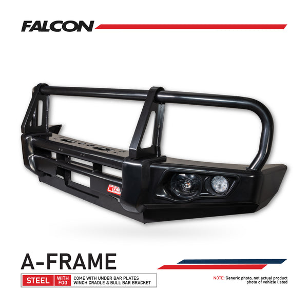 Patrol GQ 1987-1997 707-02 Falcon Bull Bar Black A-Frame Package (LED Foglight) - SKU MCC-03001-702FOG