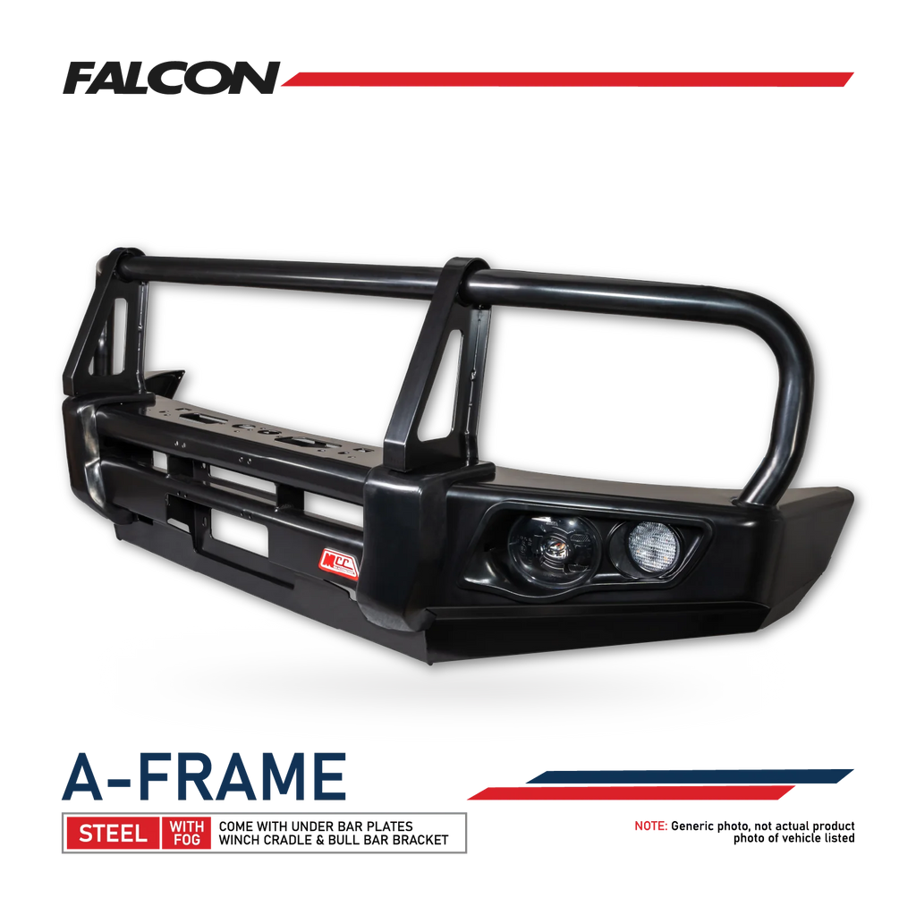 Dmax RG 2020-Present  707-02 Falcon Bull Bar Black A-Frame Package (LED Foglight) - SKU MCC-08007-702FOGUP