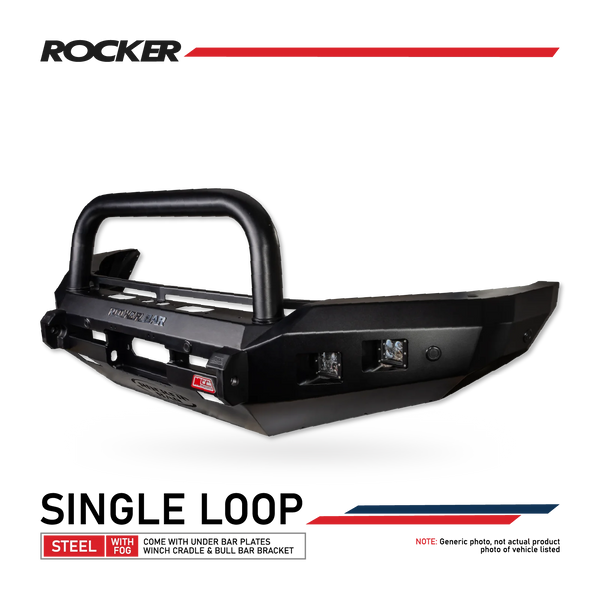 Next-Gen Ranger/Everest 2022-On - 078-01SQSBL Rocker Bull Bar Single Sand Black Loop Package - SKU MCC-05010-7801SQSBL