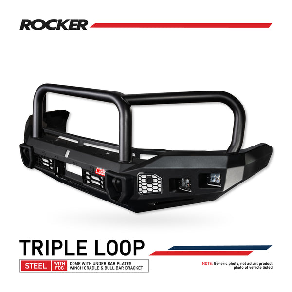 Land Cruiser 300 Series 2022-On - 078-02SQ Rocker Bull Bar Triple Loops Package - SKU MCC-01023-7802SQ