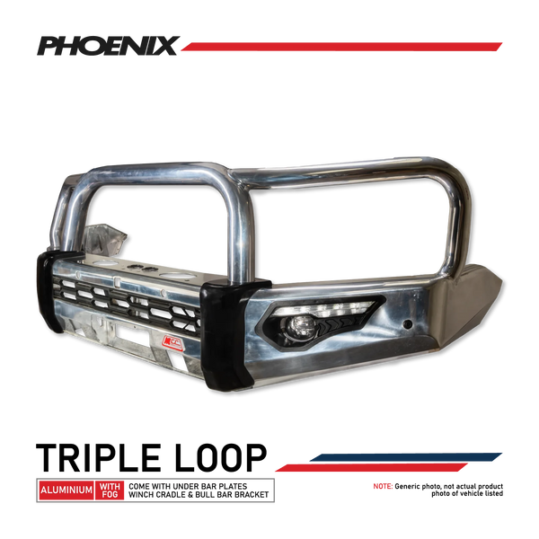 Hilux Rogue 2020-On 808-01A Alloy Phoenix Bull Bar Triple Loops Package - SKU MCC-01021-801AW-Rogue