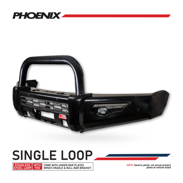 Fortuner 2015-2020 808-01 Phoenix Bull Bar Single Black Loop Package - SKU MCC-01018-801SBL