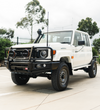 Land Cruiser 70s Series 2024-On - 707-02 Falcon Bull Bar Black A-Frame Package (LED Foglight) - SKU MCC-01024-702FOGUP