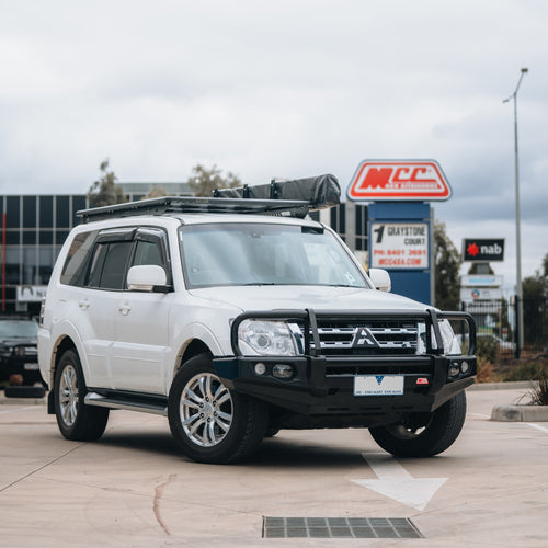 Pajero NS NX NT NW 2006-2021 707-02 Falcon Bull Bar Black A-Frame Package (LED Foglight) - SKU MCC-02004-702FOGUP