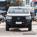 Hilux 2016-2020 Narrow 707-02 Falcon Bull Bar Black A-Frame Package (LED Foglight) - SKU MCC-01017-702NFOGUP