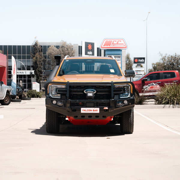 Next-Gen Ranger/Everest 2022-On - 707-02 Falcon Bull Bar Black A-Frame Package (LED Foglight) - SKU MCC-05010-702FOGUP