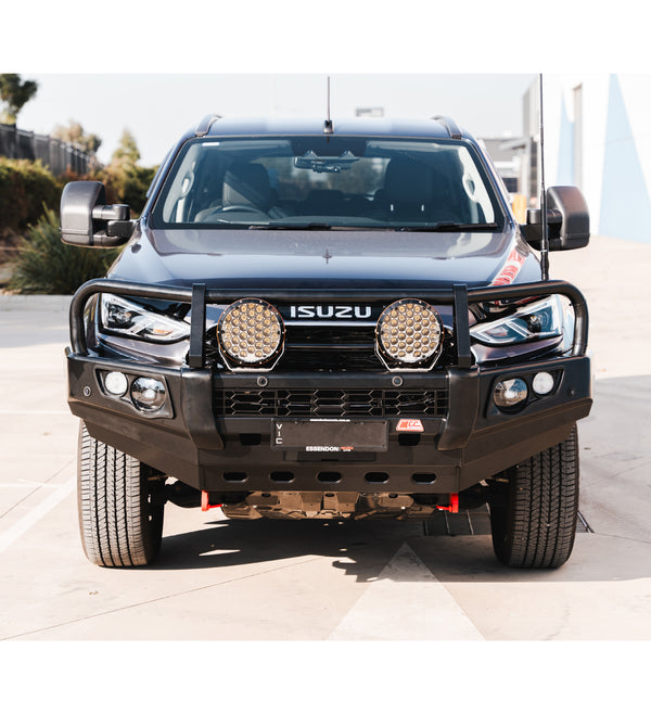 MUX Gen 3 2020-On Falcon Bull Bar Black A-Frame Package (LED Foglight) - SKU MCC-08008-702FOGUP