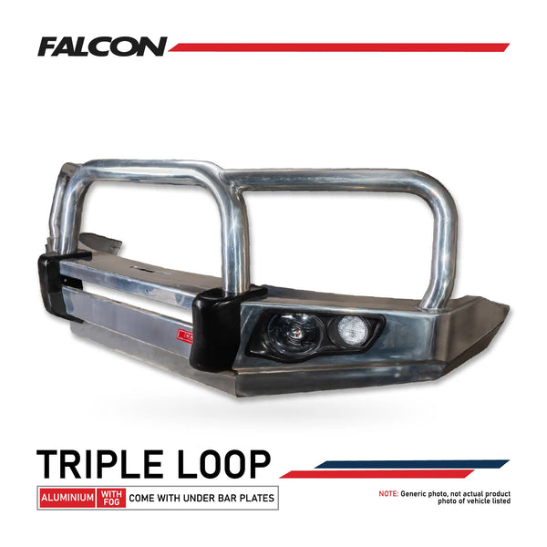 Pajero NS NX NT NW 2006-2021 707-01A Alloy Falcon Bull Bar Triple Loops Package (LED Foglight) (non-Winch) - SKU MCC-02004-701A