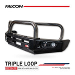 Pajero NS NX NT NW 2006-2021 707-01 Falcon Bull Bar Triple Stainless Loops Package (LED Foglight) - SKU MCC-02004-701FOGUP