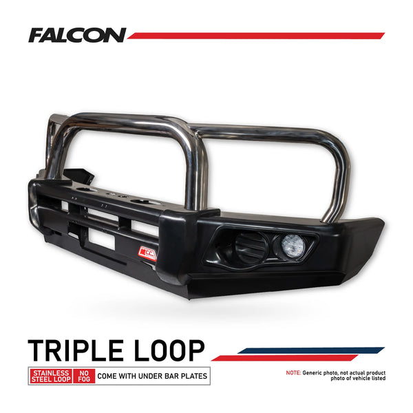 Patrol GQ 1987-1997 707-01 Falcon Bull Bar Triple Stainless Loops Package (No Foglight) - SKU MCC-03001-701