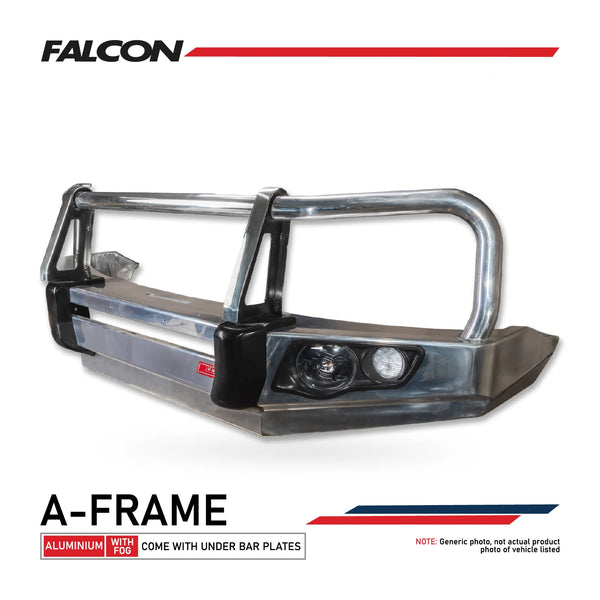 Pajero NS NX NT NW 2006-2021 707-02A Alloy Falcon Bull Bar A-Frame Package (LED Foglight) (non-Winch) - SKU MCC-02004-702A