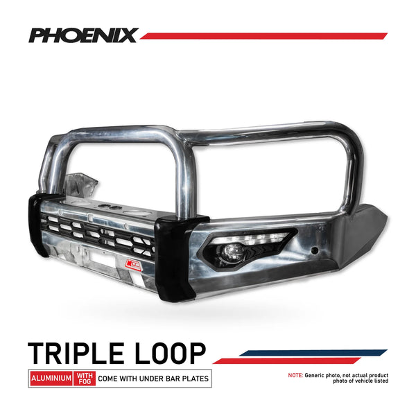 Pajero NS NX NT NW 2006-2021 808-01A Alloy Phoenix Bull Bar Triple Loops Package (non-Winch) - SKU MCC-02004-801A