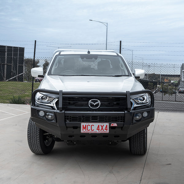 BT50 TF 2021-On 707-02 Falcon Bull Bar Black A-Frame Package (LED Foglight) - SKU MCC-06004-702FOGUP