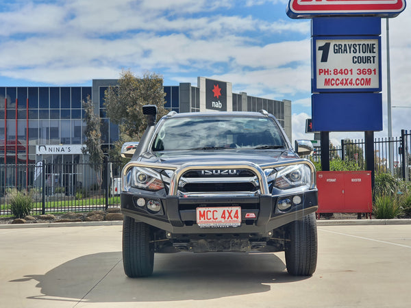 MUX RF 2013-2016 707-01 Falcon Bull Bar Triple Stainless Loops Package (LED Foglight) - SKU MCC-08003-701FOGUP