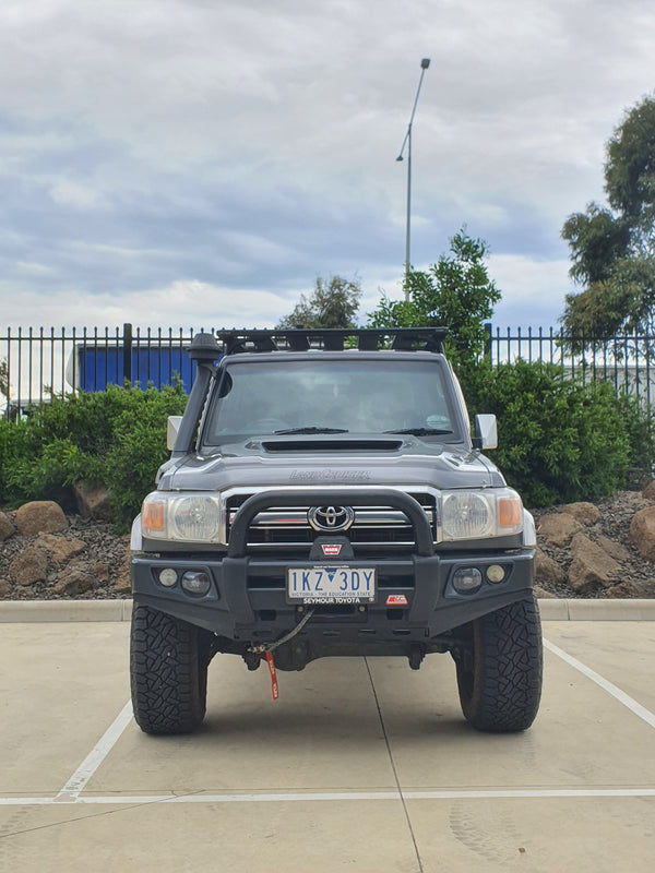 Land Cruiser 70 series 2007-Current 707-01 Falcon Bull Bar Single Black Loop Package (LED Foglight) - SKU MCC-01005-701SBLFOG