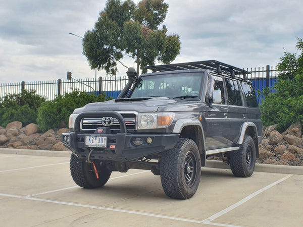 Land Cruiser 70 series 2007-Current 707-01 Falcon Bull Bar Single Black Loop Package (LED Foglight) - SKU MCC-01005-701SBLFOG