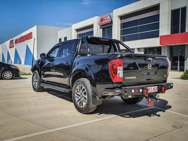 Navara NP300 2015-Present 022-03 Jack Rear Bar with Light kit and Black Step Plate Package (Non Radar Compatible) - SKU MCC-03013-203SPBL