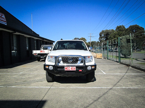 Navara D40 2011-2015 707-01 Falcon Bull Bar Single Stainless Loop Package (LED Foglight) - SKU MCC-03007-701SSLFOG