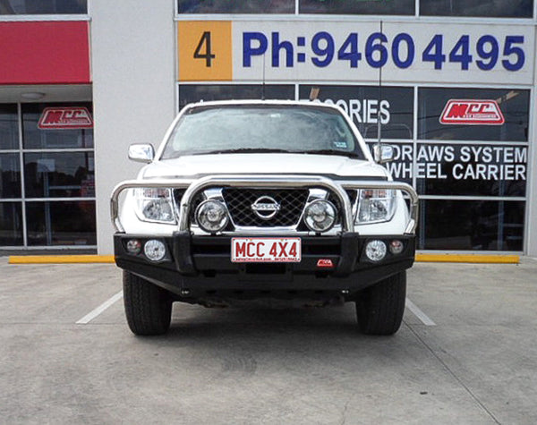 Navara D40 2005-2010 707-01 Falcon Bull Bar Triple Stainless Loops Package (LED Foglight) - SKU MCC-03006-701FOGUP