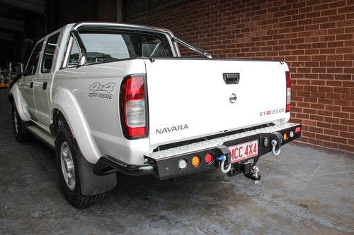 Navara D22 1997-2015 022-03 Jack Rear Bar with Light kit and Chrome Step Plate Package - SKU MCC-03008-203SPL