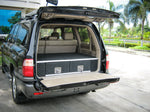 Land Cruiser 100 series 1998-2007 4402 Galvanised Steel Carpet Dual Drawer System with Medium Fridge Slide Package - SKU MCC-01007-4402M