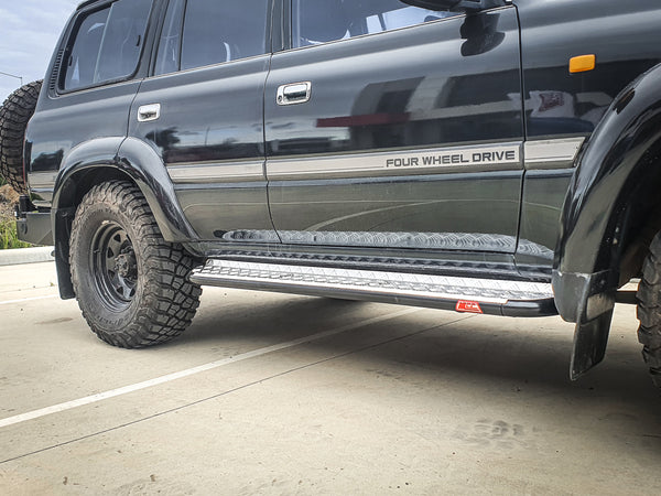 Land Cruiser 80 series 1990-1998 039BSR Side Step and Rail Package (Chrome Step Plate) (50mm Bull Bar) - SKU MCC-01006-039BSR