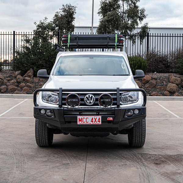 Amarok 2011-On 707-02 Falcon Bull Bar Black A-Frame Package (LED Foglight) - SKU MCC-04001-702FOGUP