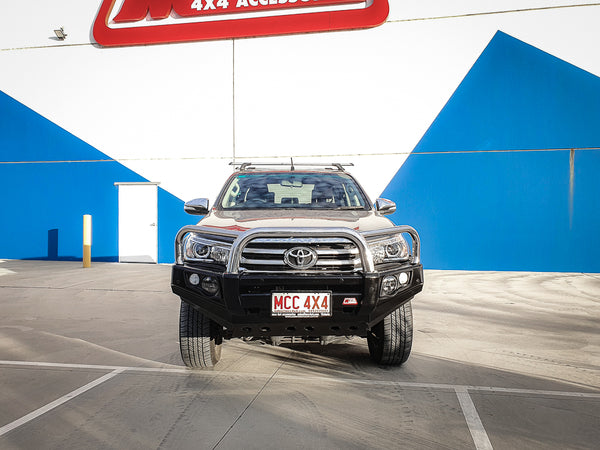 Hilux 2016-2020 707-01 Falcon Bull Bar Triple Stainless Loops Package (LED Foglight) - SKU MCC-01017-701FOGUP