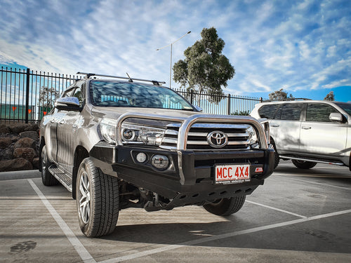 Hilux 2016-2020 707-01 Falcon Bull Bar Triple Stainless Loops Package (LED Foglight) - SKU MCC-01017-701FOGUP