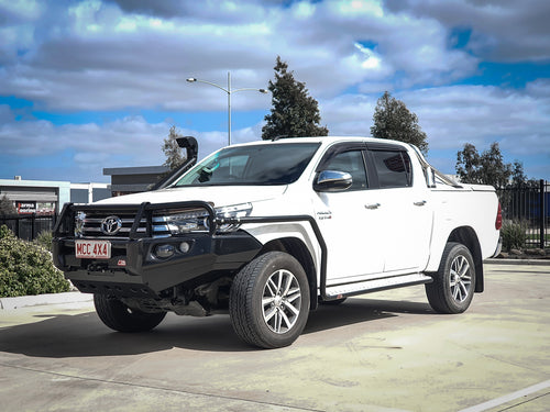 Hilux 2016-Current 039SBSR Side Step and Rail Package (Sand Black) (50mm Bull Bar) - SKU MCC-01017-039SBSR