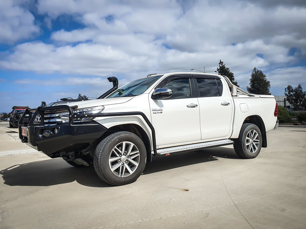 Hilux 2016-Current 039SBSR Side Step and Rail Package (Sand Black) (50mm Bull Bar) - SKU MCC-01017-039SBSR