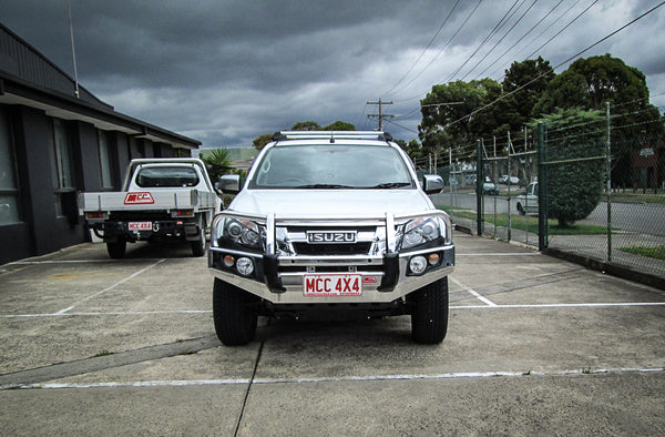 Dmax RT 2012-2016 707-02A Alloy Falcon Bull Bar Black A-Frame Package (LED Foglight) - SKU MCC-08002-702AW