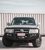 Pajero NM NP 1999-2006 707-02 Falcon Bull Bar Black A-Frame Package (LED Foglight) - SKU MCC-02005-702FOGUP