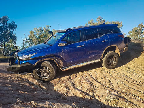 Fortuner 2015-Current 039SBSR Side Step and Rail Package (Sand Black) (50mm Bull Bar) - SKU MCC-01018-039SBSR