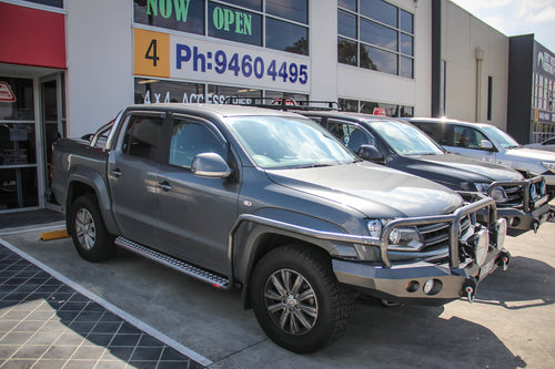 Amarok 2011-On 039SBSR Side Step and Rail Package (Sand Black) (50mm Bull Bar) - SKU MCC-04001-039SBSR