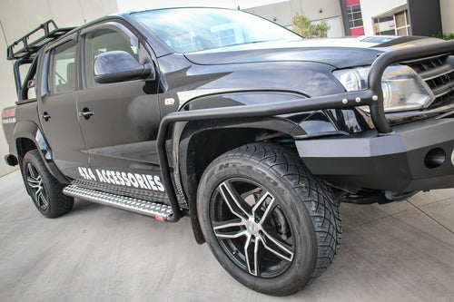 Amarok 2011-On 039BSR808 Side Step and Rail Package (Chrome Step Plate) (60mm Bull Bar) - SKU MCC-04001-039BSR808