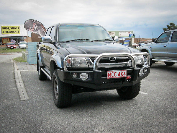 Toyota Hilux 1988-1997 LN105/LN106 (Live) - 707-01 Falcon Bull Bar Triple Stainless Loops Package (LED Foglight) - SKU MCC-01000-701FOG