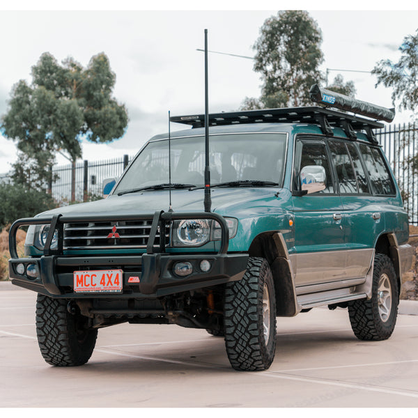 Pajero NH NL 1991-1999 707-02 Falcon Bull Bar Black A-Frame Package (LED Foglight) - SKU MCC-02007-702FOG