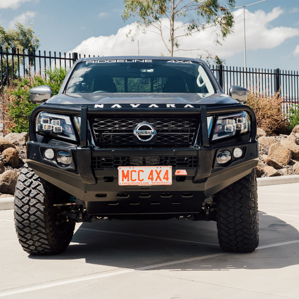 Navara Np300 2021-Present - 707-02 Falcon Bull Bar Black A-Frame Package (No Foglight) IEB Compatible (Intelligent Emergency Braking) - SKU MCC-03014-702UP