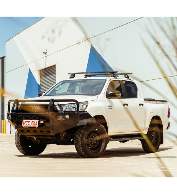 Hilux 2020-On  707-02 Falcon Bull Bar Black A-Frame Package (LED Foglight) - SKU MCC-01021-702FOGUP